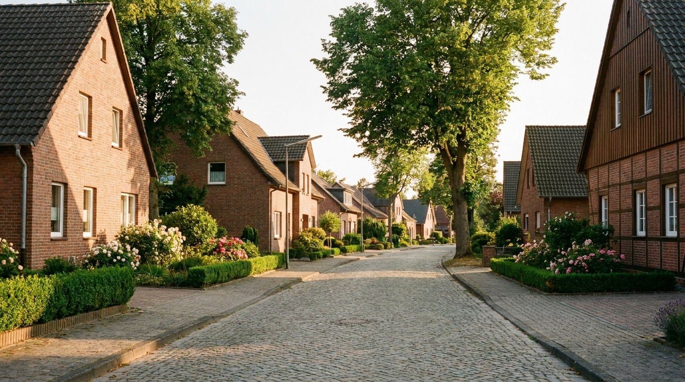 Sonnige Wohnstraße im Rhein-Erft-Kreis